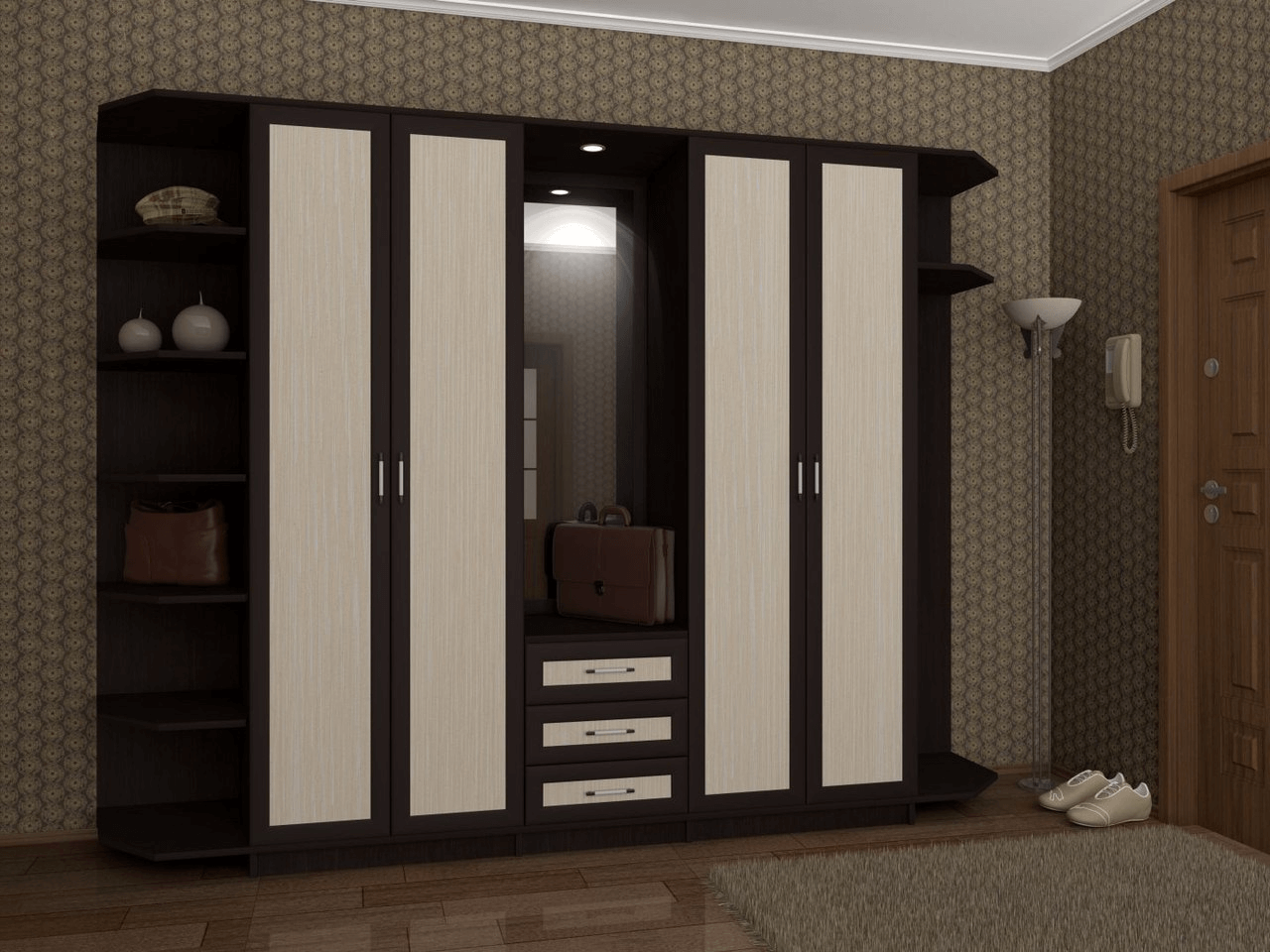 Прихожая Даллас Венге/Ясень Шимо Светлый (2,5х2,1х0,45)