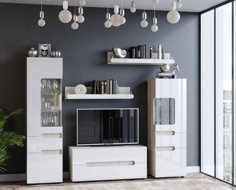 Гостиная Палермо Ясень Шимо Светлый/Белый Глянец (Ш-2272 мм x В-1910 мм x Г-413 мм)