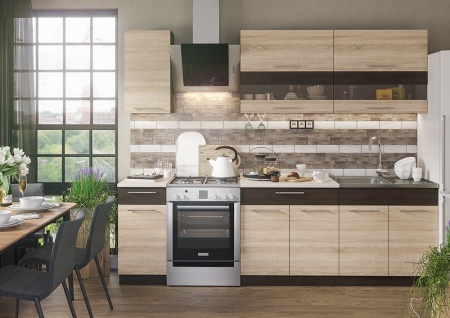 Кухонный Гарнитур Альбина 2000 (мм) Венге/Дуб Сонома